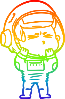 Bir insan tarafından çizilen gökkuşağı gradyan çizimi stresli astronot