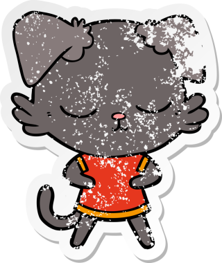 Bir insan tarafından çizilmiş şirin bir köpeğin sıkıntılı çıkartması.