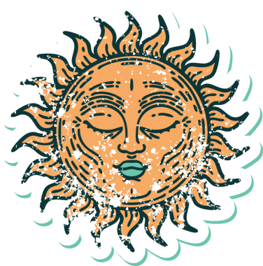 Bir insan tarafından çizilmiş bir güneşin sembolik dövmesi.