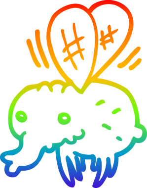 gökkuşağı gradyan çizgi çizimi bir insan tarafından çizilmiş bir sineğin çizimi