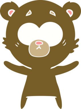 şaşırmış ayı düz renkli çizgi film bir insan tarafından çizilmiş.