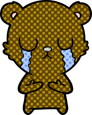 Bir insan tarafından çizilmiş ağlayan çizgi film ayısı.