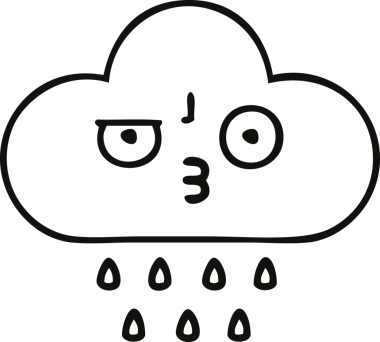 Bir insan tarafından çizilmiş yağmur bulutunun çizgi çizimi