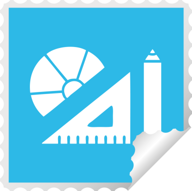 Bir insan tarafından çizilmiş matematik setinin kare soyma etiketi.