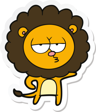 Bir insan tarafından çizilmiş canı sıkkın bir aslanın çıkartması.