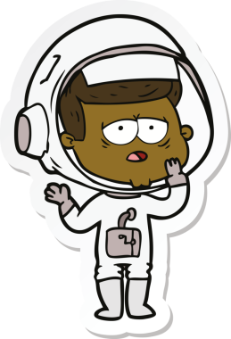 Bir insan tarafından çizilmiş yorgun bir astronotun çıkartması.