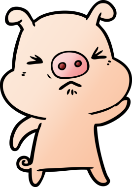 Bir insan tarafından çizilmiş huysuz domuz çizgi filmi.