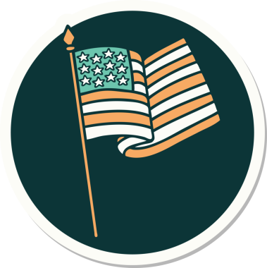 Amerikan bayrağının geleneksel stiliyle bir insan tarafından çizilmiş dövme çıkartması.