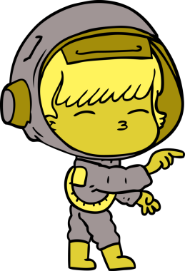 Bir insan tarafından çizilmiş meraklı astronot çizgi filmi.