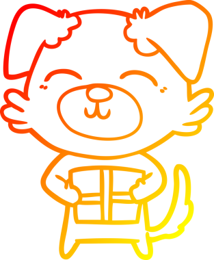 Bir insan tarafından çizilmiş bir çizgi film köpeğinin sıcak çizgi çizimi