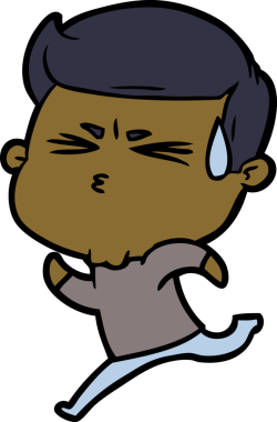 Bir insan tarafından çizilmiş terleyen çizgi film adamı.