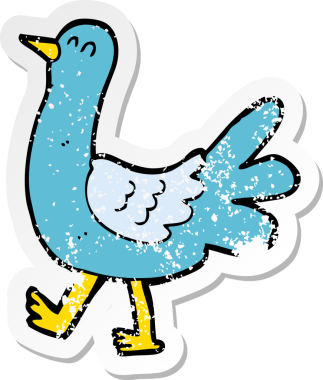 Bir insan tarafından çizilmiş yürüyen bir karikatürün gerilimli çıkartması.