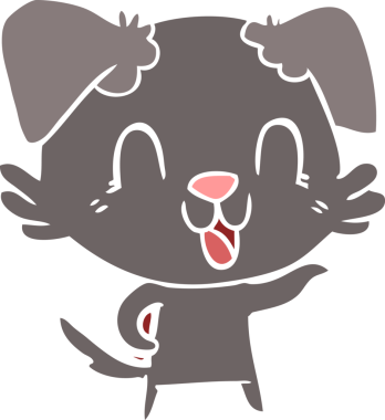 Bir insan tarafından çizilmiş düz renkli çizgi film köpeği.