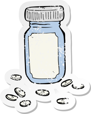 Bir insan tarafından çizilmiş karikatür kavanozunun gerilimli retro yapıştırması.