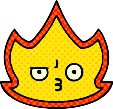 Bir insan tarafından çizilmiş bir ateş alevinin çizgi filmi.