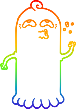 Bir insan tarafından çizilmiş bir çizgi film hayaletinin çizimi.