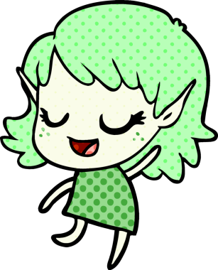 Bir insan tarafından çizilmiş mutlu elf kızı.