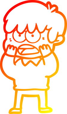 Bir insan tarafından çizilmiş endişeli bir çizgi film çocuğu çizimi.