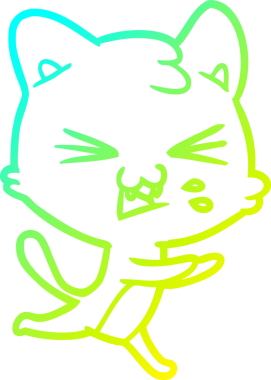 Bir insan tarafından çizilen çizgi film kedisinin soğuk gradyan çizimi