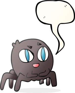 Bir insan tarafından çizilmiş serbest konuşma balonu çizgi film örümceği