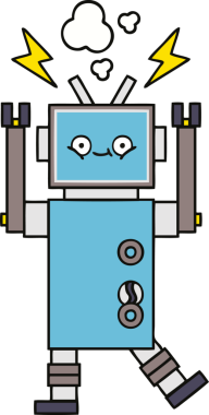 Bir insan tarafından çizilmiş dans eden bir robot çizimi.