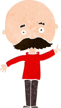 Bir insan tarafından çizilmiş bir fikri olan kel bir adam.