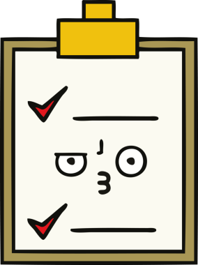 Bir insan tarafından çizilmiş kontrol listesinin sevimli karikatürü