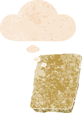 Düşünce baloncuklu çizgi film bisküvisi grunge sıkıntılı retro dokuma tarzı bir insan tarafından çizilmiş