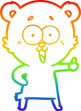 Bir insan tarafından çizilmiş gülen oyuncak ayının çizdiği gökkuşağı gradyan çizgisi.