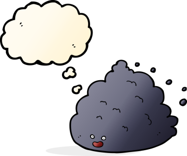 Bir insan tarafından çizilmiş düşünce baloncuklu çizgi film karakteri