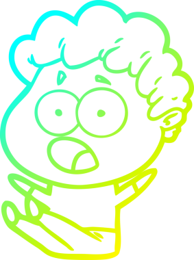 Bir insan tarafından çekilen şaşkınlık içinde soluk soluğa bir çizgi film karakteri çizimi.