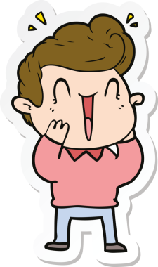 Bir insan tarafından çizilmiş heyecanlı bir adamın çıkartması.