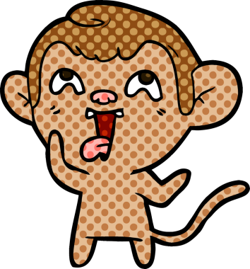 Bir insan tarafından çizilmiş çılgın çizgi film maymunu