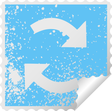 Bir insan tarafından çizilmiş geri dönüşüm oklarının kare soyma etiketi.