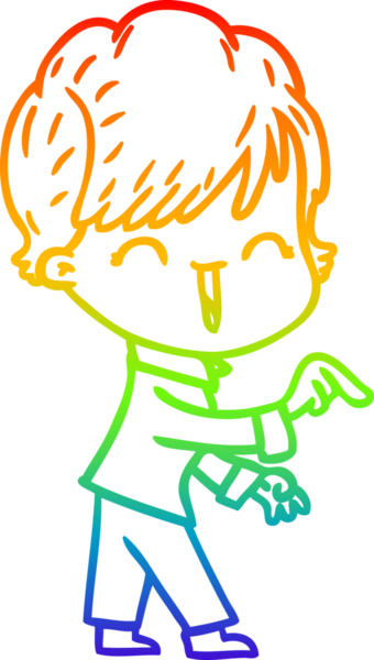 Gökkuşağı gradyan çizgi çizimi bir insan tarafından çizilmiş gülen bir kadın.