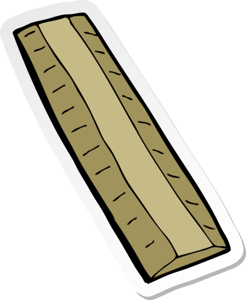 Bir insan tarafından çizilmiş ahşap bir cetvel çıkartması.