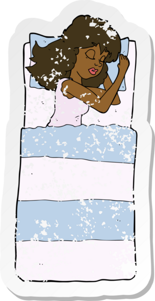 Bir insan tarafından çizilmiş uyuyan bir karikatürdeki gerilimli çıkartma.