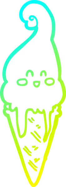 Bir insan tarafından çizilmiş dondurmanın soğuk gradyan çizgisi.