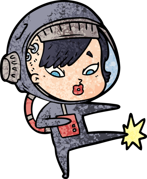 Bir insan tarafından çizilmiş astronot kadın.