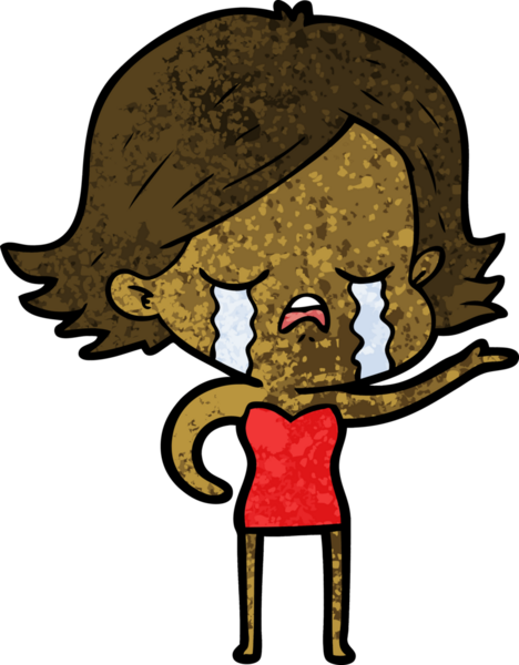 Bir insan tarafından çizilmiş ağlayan çizgi film kızı.