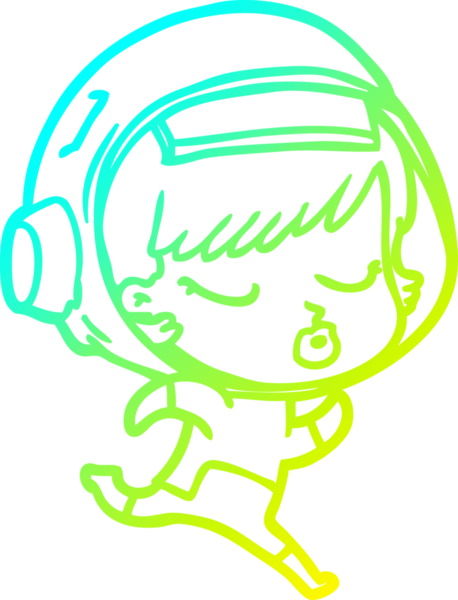 Bir çizgi film karakteri çizen soğuk gradyan bir insan tarafından çizilen güzel astronot kız.