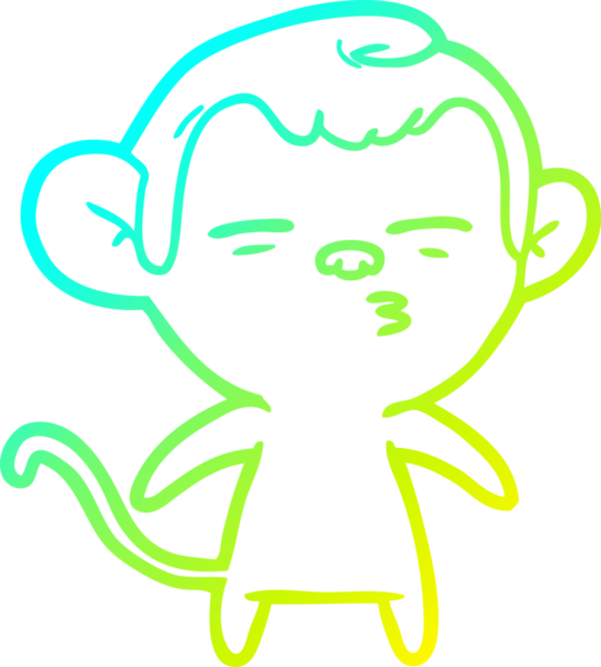 Bir insan tarafından çizilmiş şüpheli bir maymunun soğuk gradyan çizimi