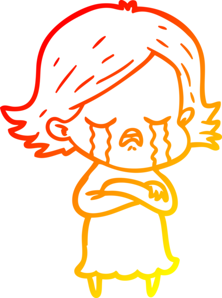 Bir insan tarafından çizilmiş ağlayan çizgi film kızı çizimi.