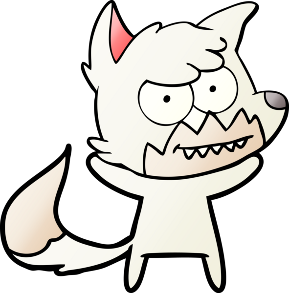 Bir insan tarafından çizilmiş sırıtan tilki çizgi filmi.