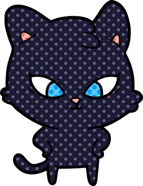 Bir insan tarafından çizilmiş sevimli çizgi film kedisi.