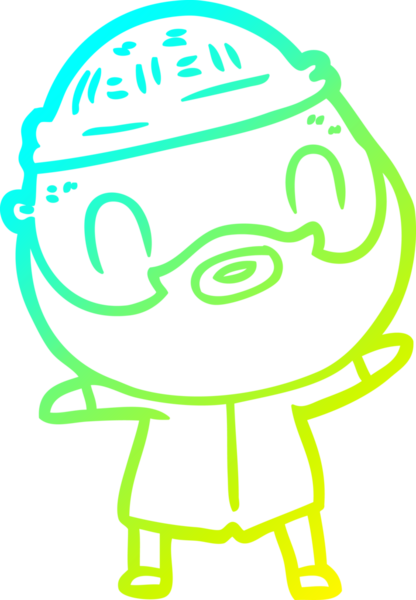 Bir insan tarafından çizilmiş sakallı bir karikatür çizimi.