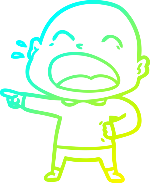 Bir insan tarafından çizilmiş kel adam diye bağıran bir çizgi film çizimi.