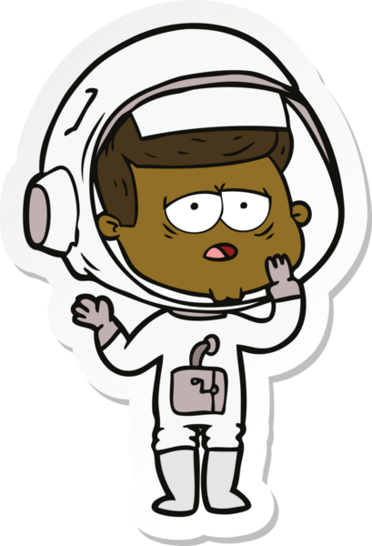 Bir insan tarafından çizilmiş yorgun bir astronotun çıkartması.