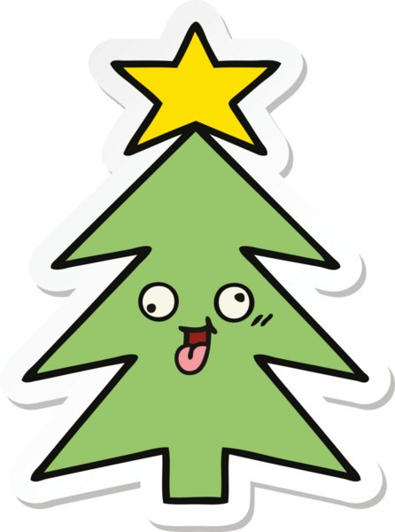 Bir insan tarafından çizilmiş şirin bir noel ağacının çıkartması.