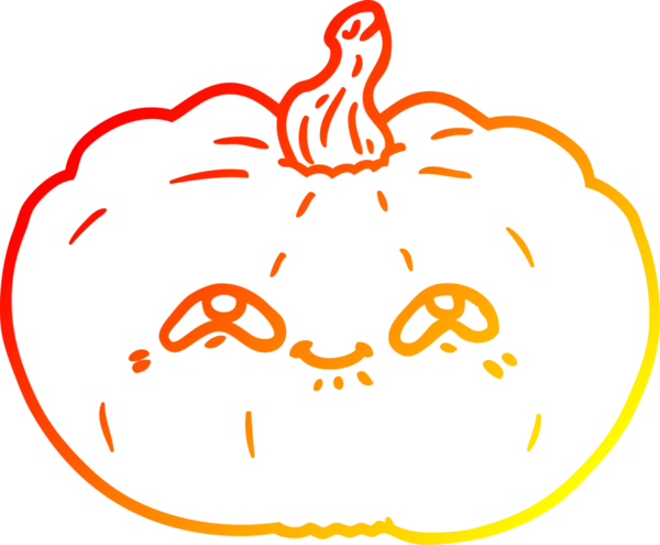 Bir insan tarafından çizilmiş mutlu bir balkabağı çizgi çizimi.